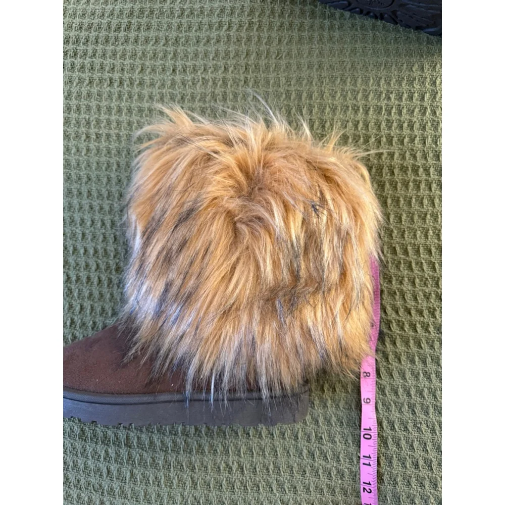 Women's Brown Tan Faux Fur Winter Boots Size 8.5
